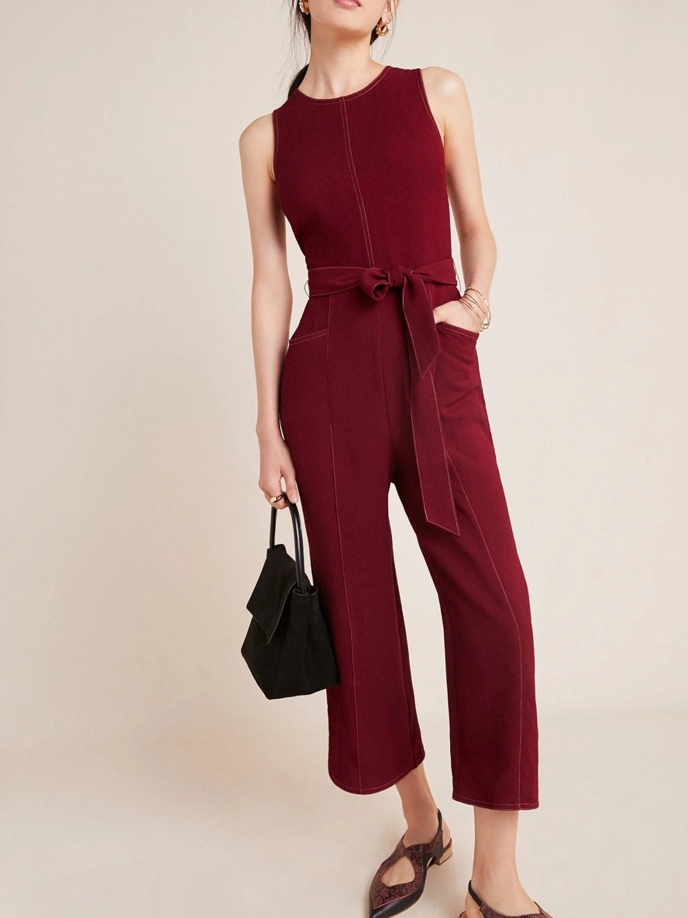 Greylin by Anthropologie Sleeveless Maroon Jumpsuits Red Picket Size S